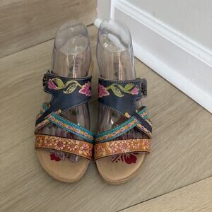 L'Artiste By Spring Step Swan Sandals Floral Leather Women’s Size 36